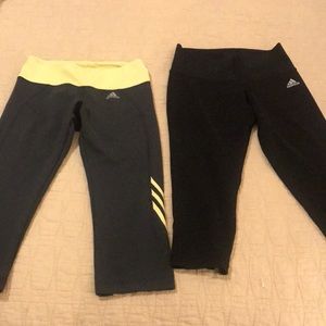 Two Adidas cropped leggings bundle, size S
